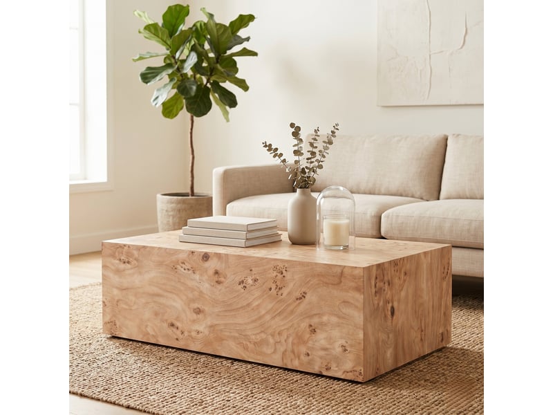  Table basse minimaliste moderne, effet bois, structure stable, surface facile d’entretien, polyvalente  - Conforama E