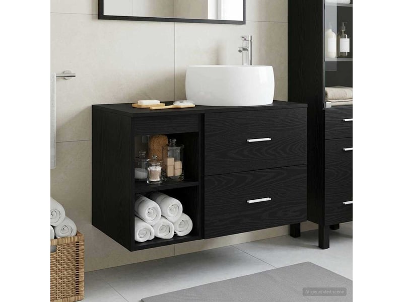  Ensemble de mobilier de salle de bain 2 pcs chêne noir shl386  - Conforama B