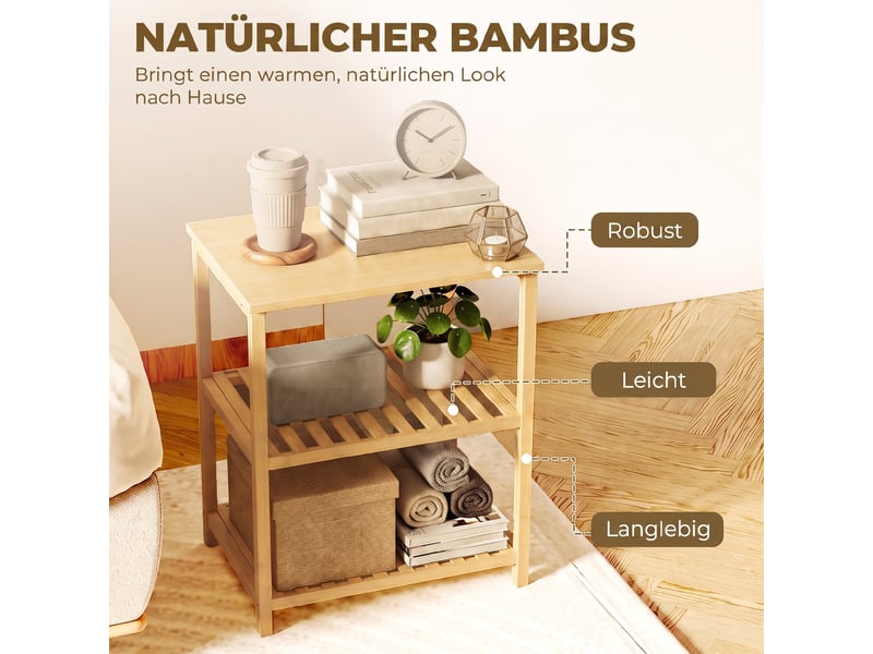 Table d'appoint 3 niveaux en bambou coloris naturel 40,6 x 30 x 50,5 cm  - Conforama D
