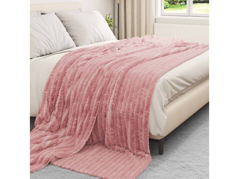  Plaid canapé rose 240x220 cm 1.37 kg polaire  - Conforama C
