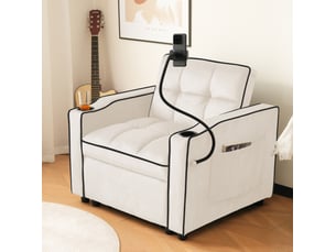 Fauteuil convertible  <strong>MODENVIE</strong> Velours beige