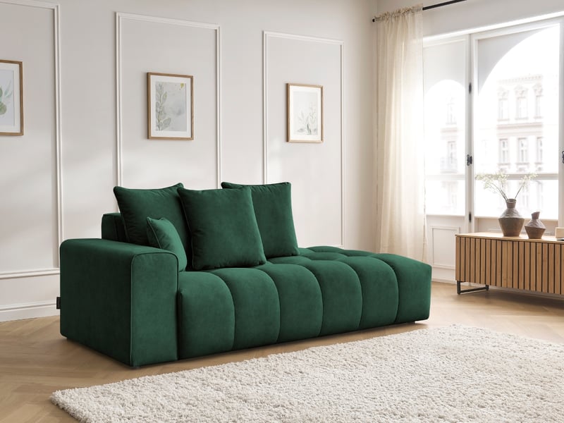  Bobochic canapé droit fixe mont-blanc velours vert  accoudoir gauche MONT-BLANC - Conforama D