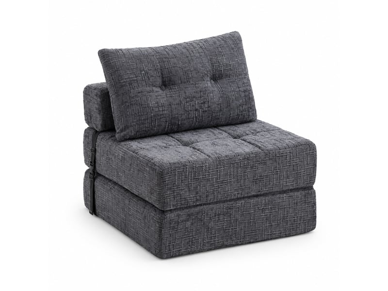  Canapé droit 79x79x57 cm, coussin, canapé simple, pour salon, chambre et bureau, confort doux, tissu chenille, gris  - Conforama A