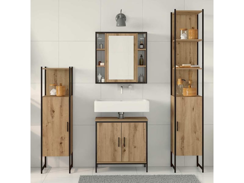 Ensemble de mobilier de salle de bain 4 pièces marron cf64556 - Conforama D