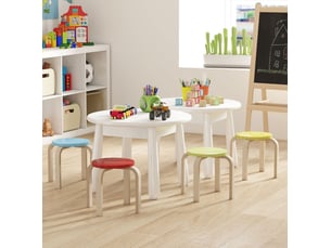 Lot de 4 tabourets empilables ronds avec patins en feutre antidérapants en contreplaqué de bouleau verni multicolore