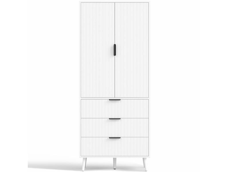  Armoire de cuisine 2 portes et 3 tiroirs 75x35x180 cm en mdf blanc  - Conforama E