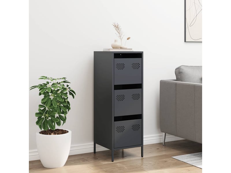  Buffet haut - bahut - meuble de rangement anthracite 39x35x103,5 cm acier  - Conforama C