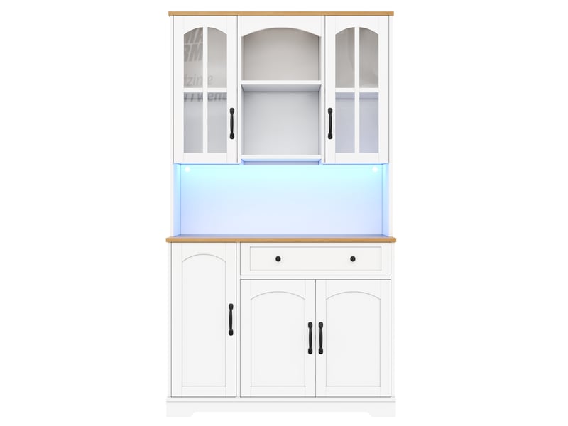  Meuble de cuisine muvano, buffet haut de cuisine blanc avec éclairage led multicolore, 100 × 38 × 178 cm  - Conforama A