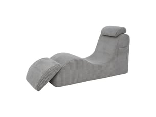 Fauteuil de relaxation individuel ergonomique 160x66x90cm – avec coussin de tête réglable et poche latérale – velours côtelé - gris