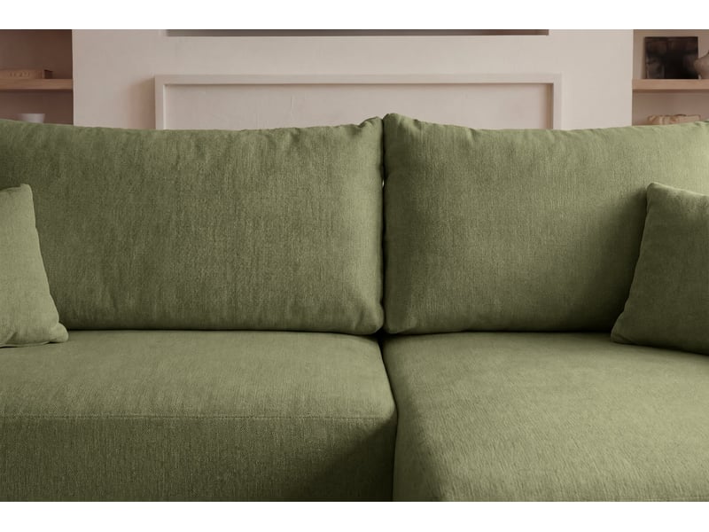 Sacha - canapé d'angle convertible tissu chiné 3 places vert - Conforama E