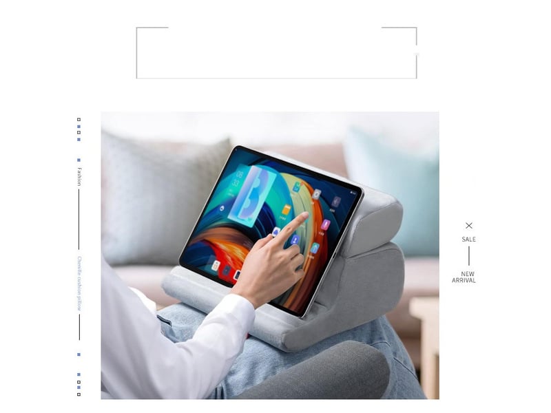  Coussin de support pour tablette multi-angle – gris  - Conforama E