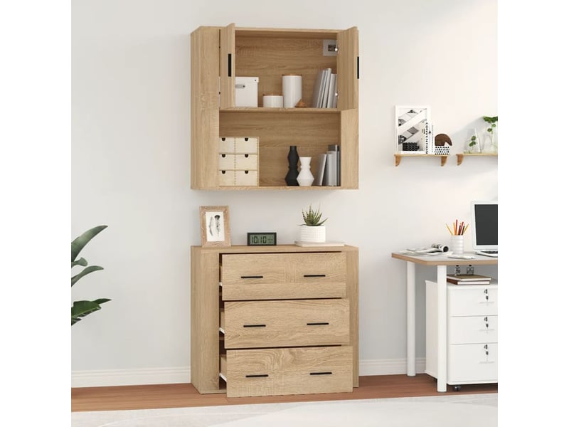  Buffet haut - bahut - meuble de rangement chêne sonoma bois d'ingénierie  - Conforama E