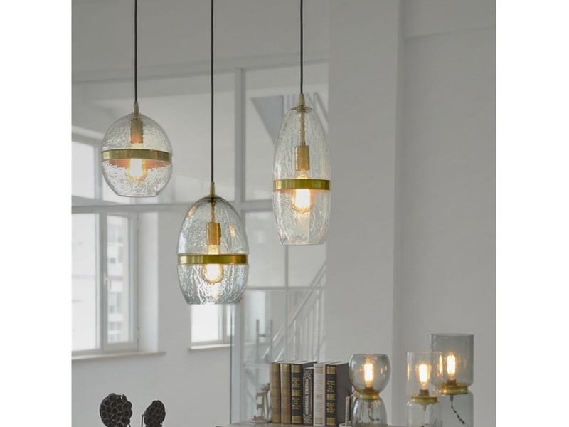  Lampe suspension en verre tamo 50cm transparent  - Conforama C