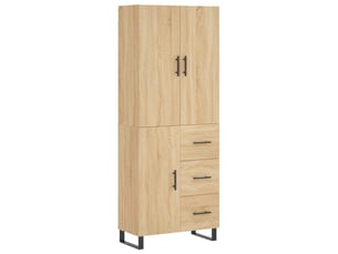 Buffet haut - bahut - meuble de rangement chêne sonoma 69,5x34x180 cm bois d'ingénierie