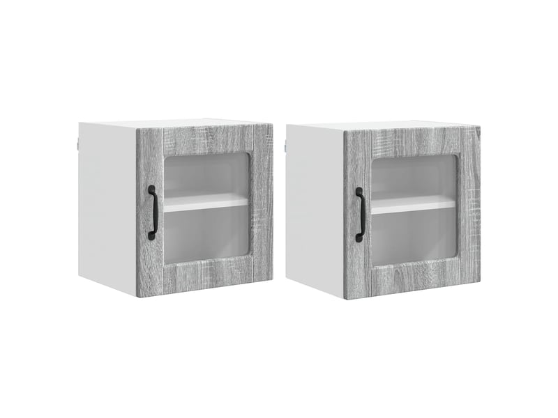  Meuble de rangement, armoire en verre mural porto 2 pc gris sonoma bois d'ingénierie  - Conforama A