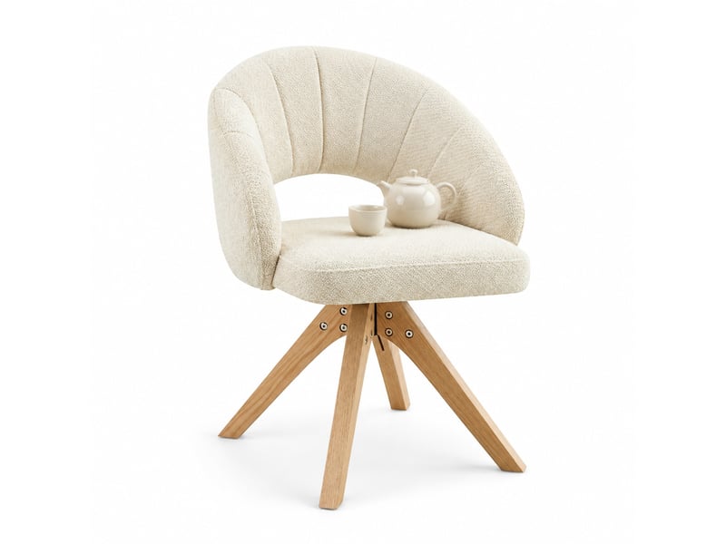 Lot de 2 chaises de salle à manger pivotantes,tissu et bois,blanc - Conforama A