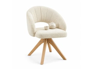 Lot de 2 chaises de salle à manger pivotantes,tissu et bois,blanc