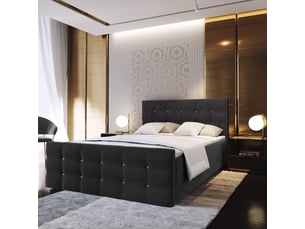 Lit avec rangement 180x200 cm <strong>MASSENO</strong> <strong></strong> coloris noir