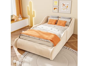 Lit simple 90x200 cm <strong>FLORAGRACE</strong> <strong></strong> coloris beige