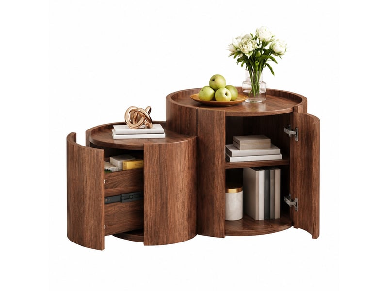  Table basse 77,5x47,5x40 cm en panneau de particules avec rangement et tiroir noyer chicfurn  - Conforama A