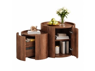 Table basse arrondi(e) coloris bois foncé <strong>CHICFURN</strong> <strong></strong> - 47.5 cmx77.5 cm