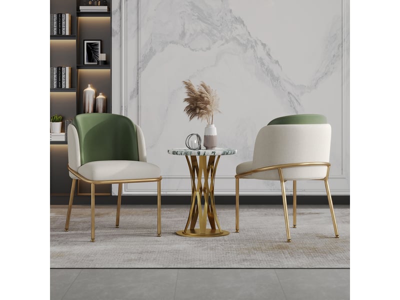  Lot de 2 chaises de salle à manger,55x55x85 cm,similicuir pvc,vert et doré  - Conforama B