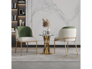 Lot de 2 chaises de salle à manger,55x55x85 cm,similicuir pvc,vert et doré
