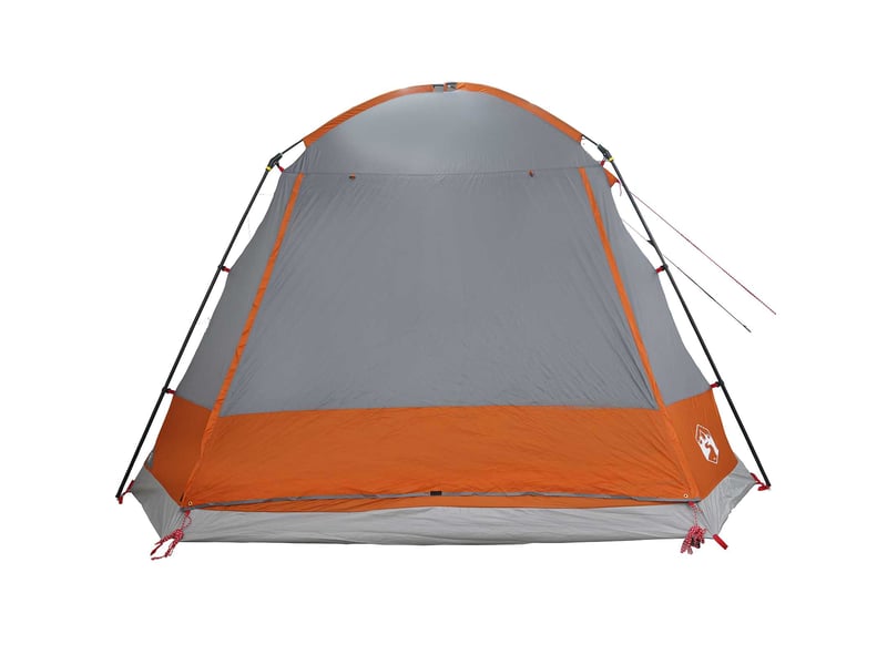 Tente de camping, tente cabane 12 personne gris et orange polyester et acier - Conforama D