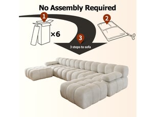 Canapé d'angle panoramique en u 6 places blanc en tissu, 400 cm, confort généreux au quotidien pour le salon