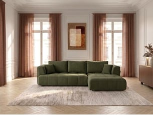 Canapé droit convertible <strong>BOBOCHIC</strong> <strong>CLOVIS</strong> 3 places Tissu vert