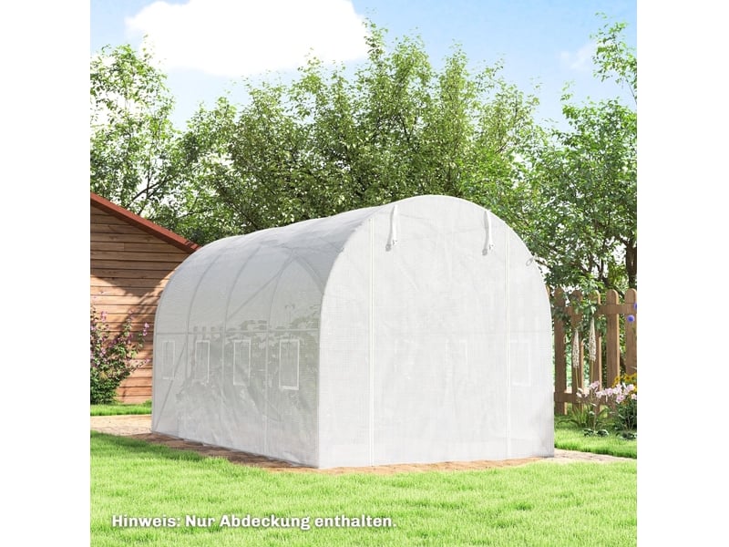  Housse de rechange pour serre 400x200x200 cm étanche avec porte et 8 fenêtres blanc  - Conforama C