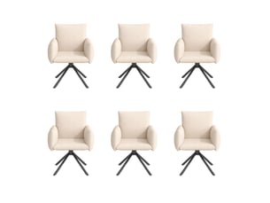 Lot de 6 fauteuils de salle à manger pivotants 360° en velours beige