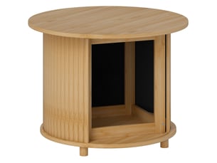 Table basse ronde avec rangement caché en bambou ø60 x 45 cm cravdom