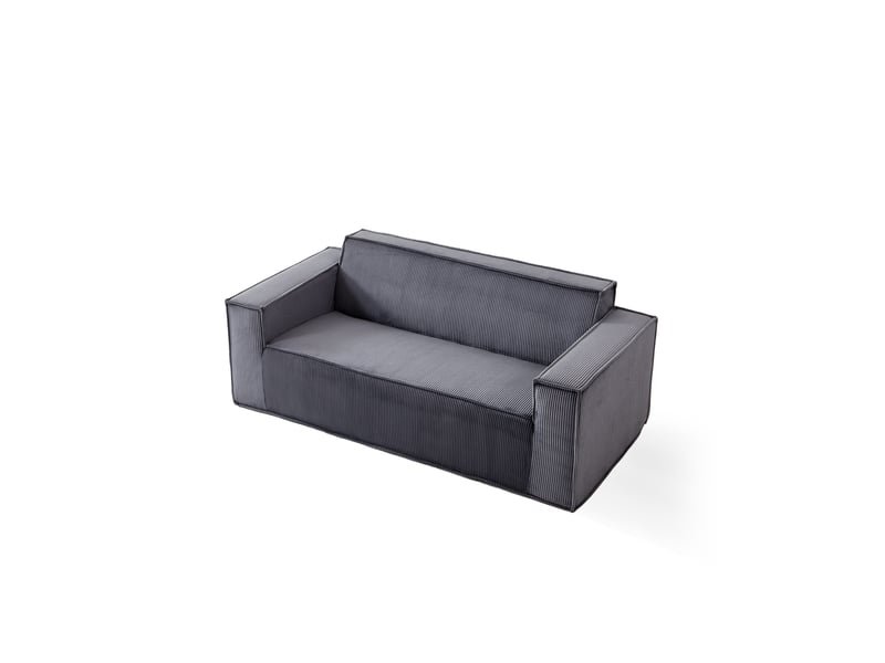  Canapé deux places à assise profonde, velours côtelé, sans pieds, ne nécessite aucun assemblage, facile à déplacer, gris  - Conforama E
