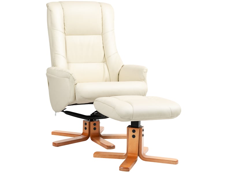 Fauteuil relax inclinable avec repose-pieds blanc crème, fonction bascule, dossier haut  - Conforama A