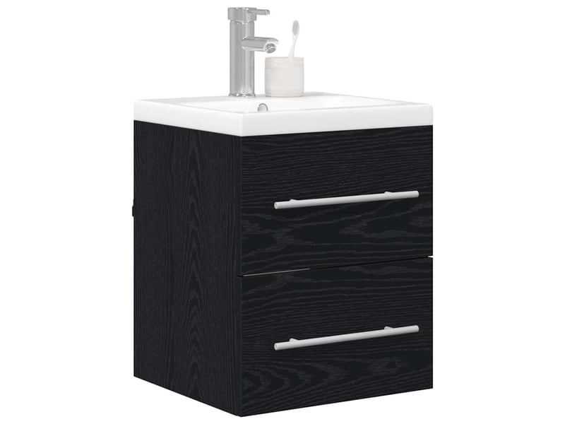 Meuble de lavabo de salle de bain, armoire de bain noir 42 x 39 x 52 cm cf65555 - Conforama C
