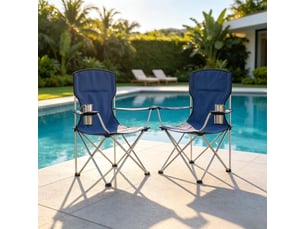 Lot de 2 chaises de camping pliantes avec haut dossier, porte-gobelet et sac