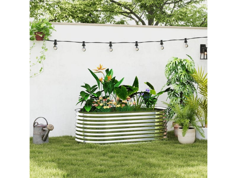  Bac à plantes en métal - gris foncé - acier - fond ouvert - design flexible - résistant à la rouille 160x80x56cm - Conforama B