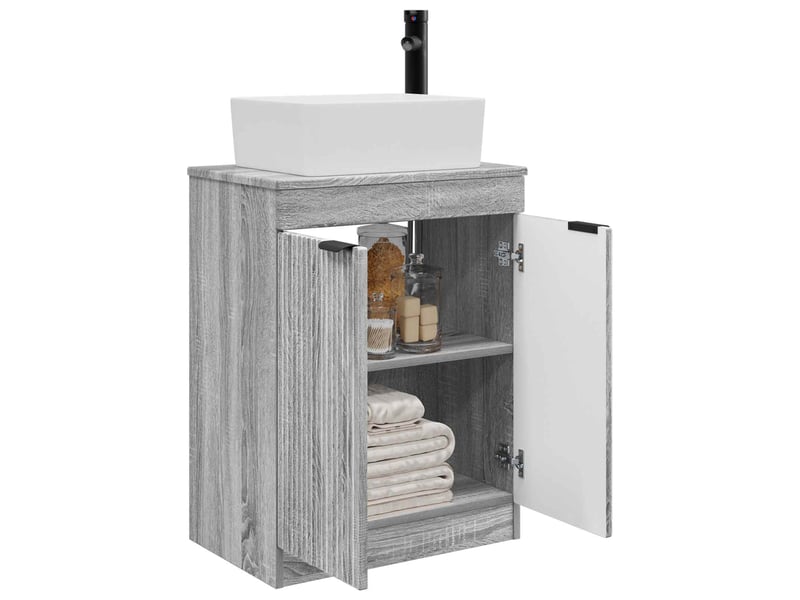  Meuble salle de bain avec évier, meuble de rangement sonoma gris 54x35x83 cm shl3003  - Conforama C