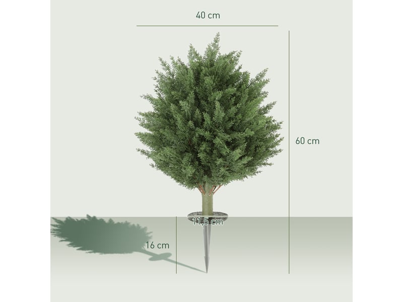  Lot de 2 plantes artificielles, cyprès artificiel résistant aux uv avec 387 feuilles et piquet, ø 40 x 60 cm (h), vert  - Conforama E