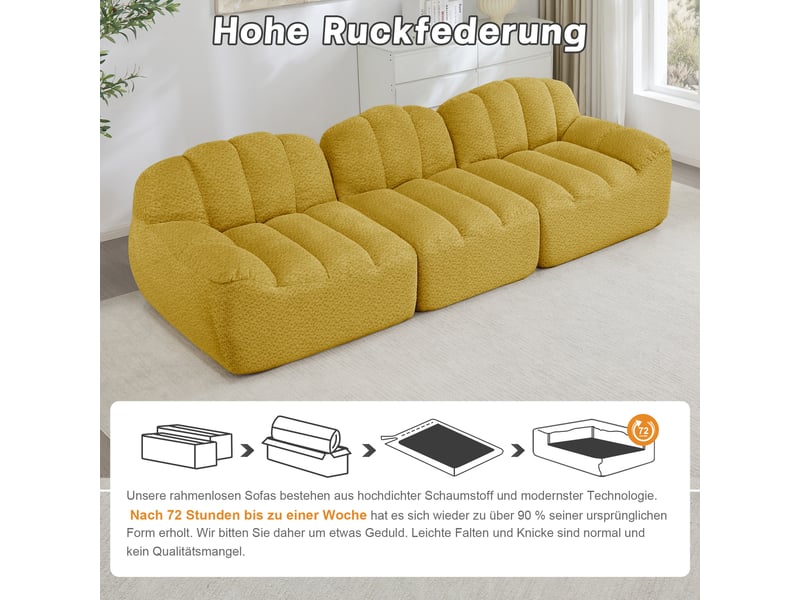 Canapé 3 places 288 cm - canapé modulable sans structure - assise profonde - jaune  - Conforama R