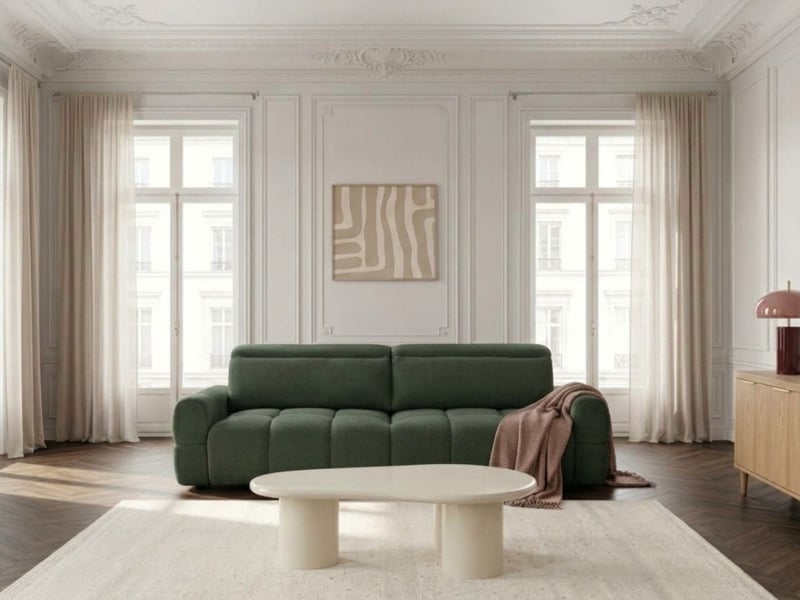 Bobochic canapé droit convertible électrique avance-recule mateo tissu chenille vert MATEO - Conforama D