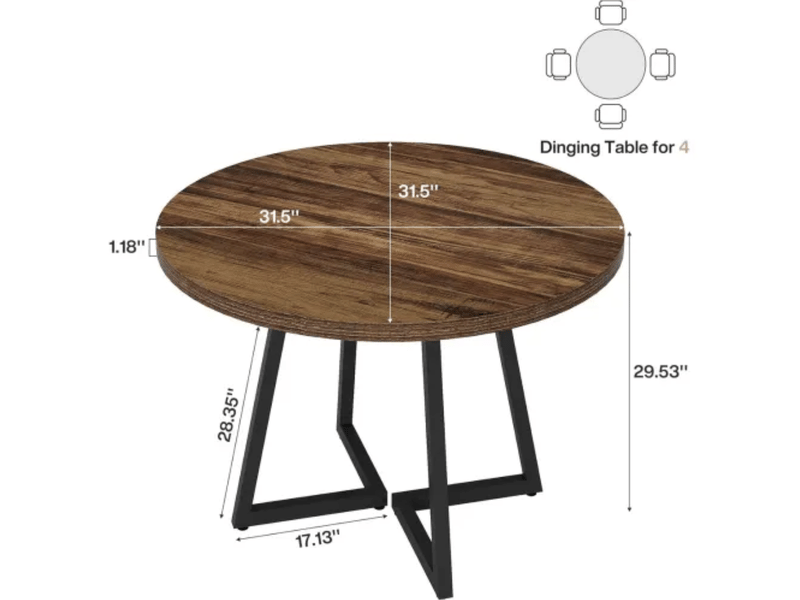  Table ronde industrielle ø80 cm en mdf effet bois et métal noir  - Conforama C