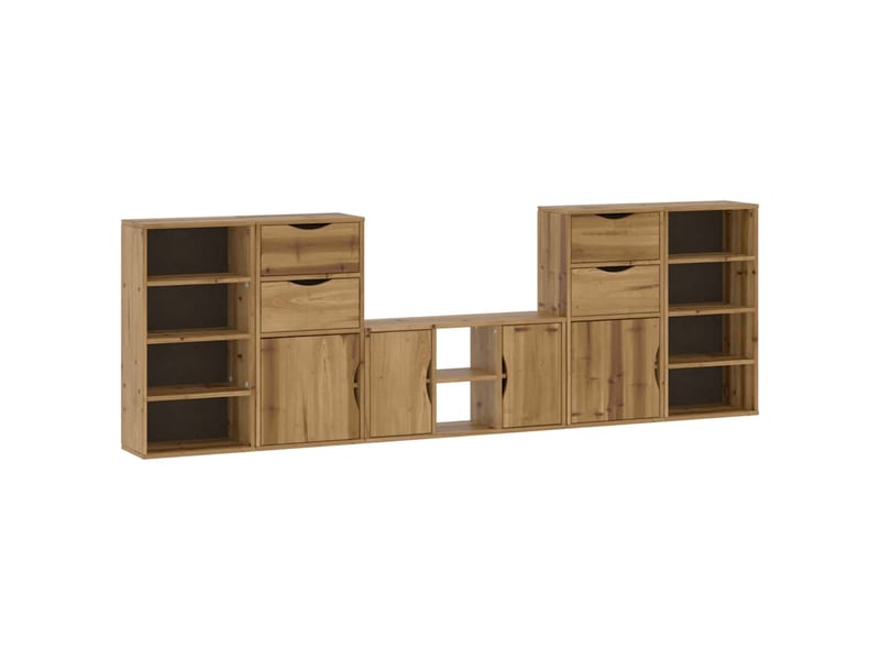  Meubles tv - banc tv - meuble de rangement 5 pcs avec rangement odda bois de pin massif  - Conforama A