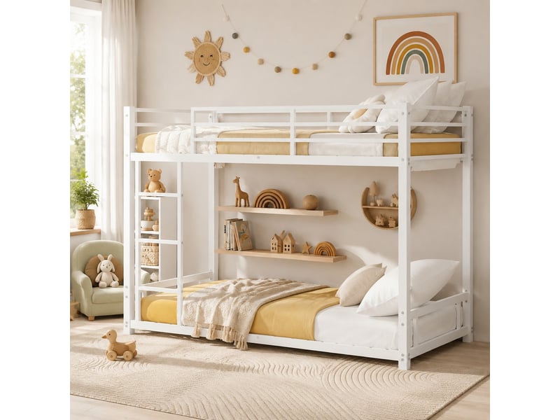 Lit superposé en métal 2 couchages 90x190 cm blanc - Conforama B