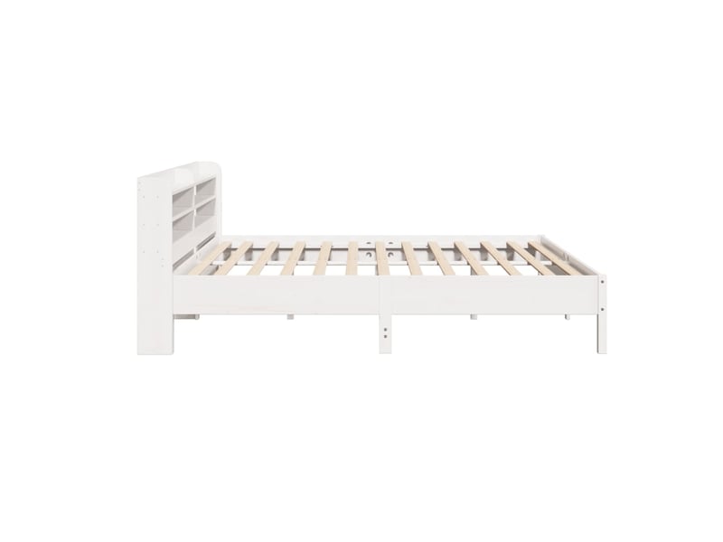  Lit double- lit adulte -  cadre de lit sans matelas blanc 200x200 cm bois massif de pin  - Conforama D
