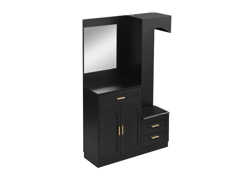  Portemanteau avec banc et rangement noir 110 cm en mdf  - Conforama D
