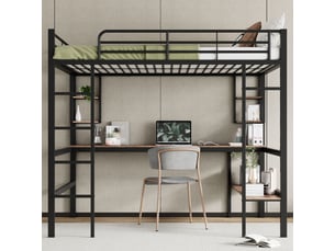 Lit mezzanine 140x200 cm <strong></strong>  <strong></strong> coloris noir