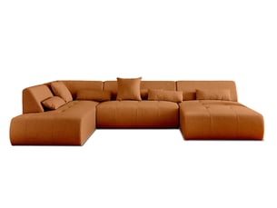 Canapé d'angle gauche fixe BESTMOBILIER ONYX 7 places Tissu Rouille