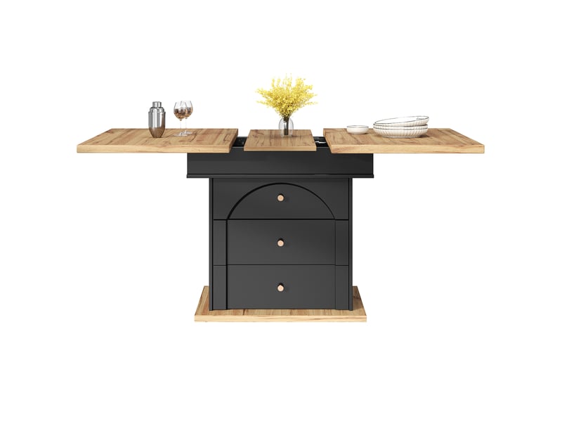  Table de séjour rectangulaire avec allonge noir - 80x110-140max.cm mdf table noir - Conforama A